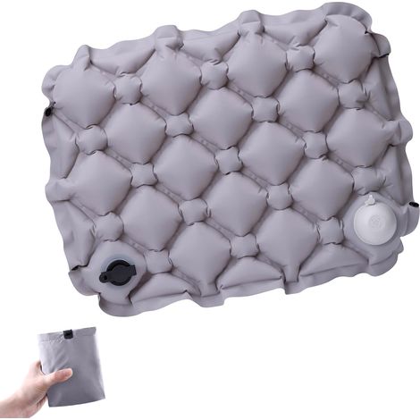 Coussin de Siège Léger Coussin Gonflable Portable pour Randonnée Voyage Maison Concert Stade (Gris - Gonflé par Pression) (1/5)