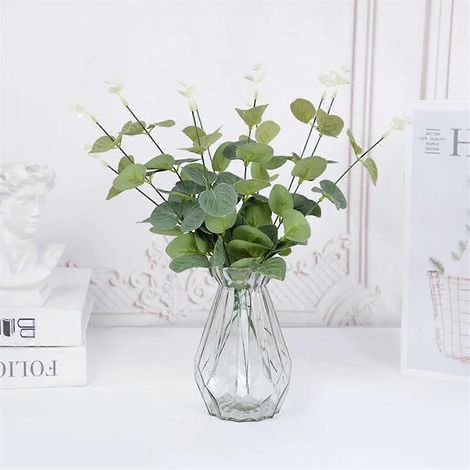 Lot de 20 fausses plantes en soie, feuilles d'eucalyptus, décorations à faire soi-même pour la maison et le jardin. (1/5)