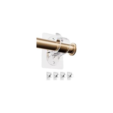 Support de tringle à rideau sans perçage adhésif fort, pour salle de bain, cuisine, salon, chambre, 4 pièces transparent Crezuo (1/4)