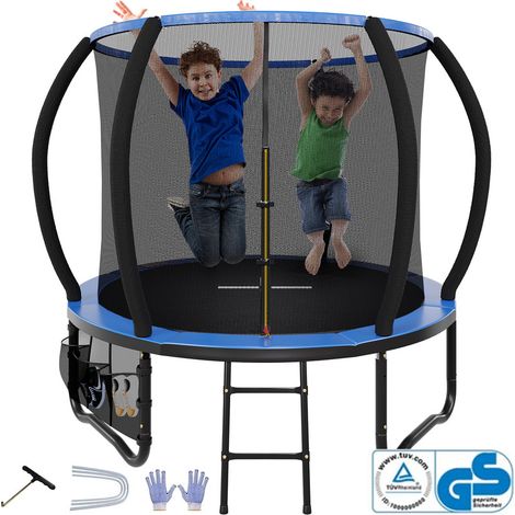 Trampoline Sport saut à l'élastique ceinture de sécurité filet de rangement extérieur jardin taille 228cm trampoline noir devoko (1/5)