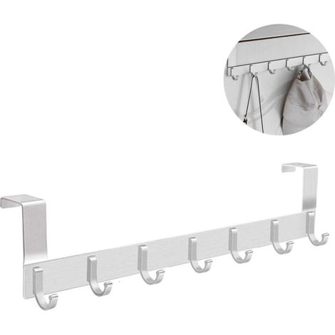 Porte-manteau mural sans perçage en aluminium – 7 crochets réutilisables, design moderne et résistant