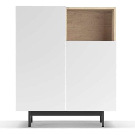Mueble auxiliar modelo-602-1 acabado roble/blanco, 110 cm (alto) x 90 cm (ancho) x 34 cm (prof.) (1/3)
