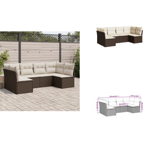 6-tlg. Garten-Sofagarnitur mit Kissen Braun Poly Rattan - Gartenmöbel - Sofa Set - Rattan Möbel - Outdoor Sofa - Lounge Set (1/3)
