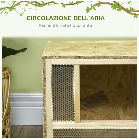 Terrarium reptile bois 40x80x40 cm avec vitres coulissantes et panneaux en grillage (1/5)