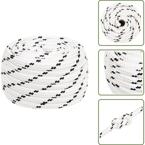Corde de bateau tressé Blanc 18 mmx25 m Polyester - Corde Marine - Corde Polyester - Corde Tressée - Ligne De Gréement - Écoute Principale (1/5)