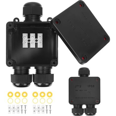 Caja de conexiones impermeable para exteriores, 3 vías, 2 piezas, caja de conexiones impermeable, conector de cable eléctrico para conector de cable (1/5)