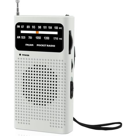 Radio portable – Blanc – AM/FM – Piles – Antenne télescopique – Prise casque – Urgence et loisirs (1/5)