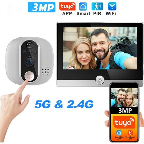 Campanello con batteria da 5000 mAh, a forma di occhio di gatto, con visione notturna a infrarossi e rilevamento di movimento PIR. (1/5)