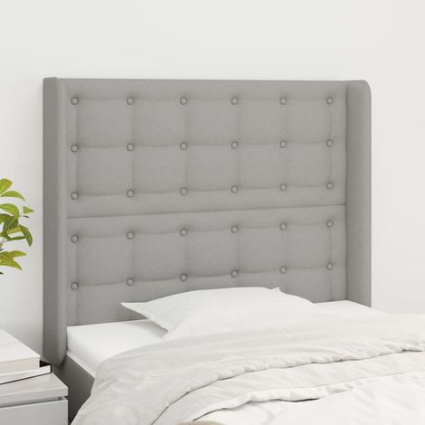 Kopfteil mit Ohren Hellgrau 103x16x118/128 cm Stoff (1/5)