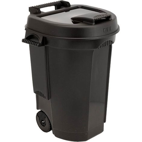 Cubo de basura de 110 litros con ruedas negro - Eda