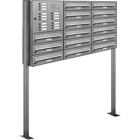 15er V2A Edelstahl Briefkasten Standanlage Freistehend mit Klingel (1/5)