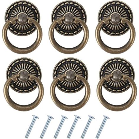 6 Stück Vintage-Möbelgriffe, antike Schubladengriffe, Türgriffe aus Bronze für Möbel, Kleiderschränke, Kommoden und Schranktüren