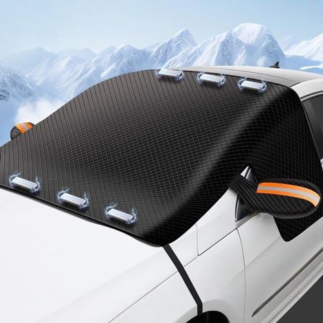 Housse de protection contre le gel, housse de pare-brise d'hiver 260 x 114 cm, housse de protection contre le gel pour voiture avec 6 aimants pour la plupart des véhicules, avec éléments réfléchissant (1/5)