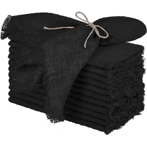 Serviette en tissu réutilisable – avec franges – pour la maison et les fêtes (1/5)