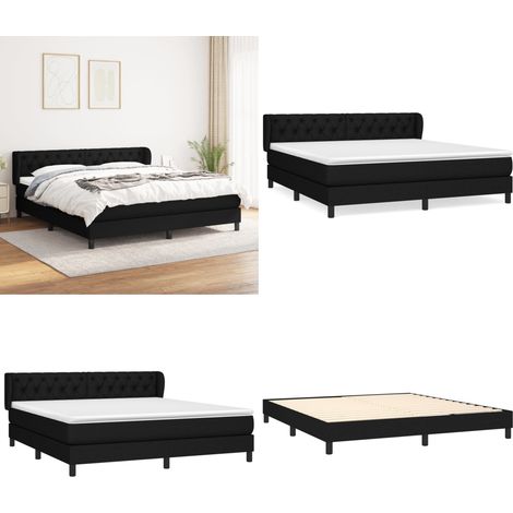 Boxspringbett mit Matratze Schwarz 160x200 cm Stoff - Boxspringbett - Doppelbett - Schlafsystem - Bettenrahmen - Lattenrost - Home & Living (1/5)