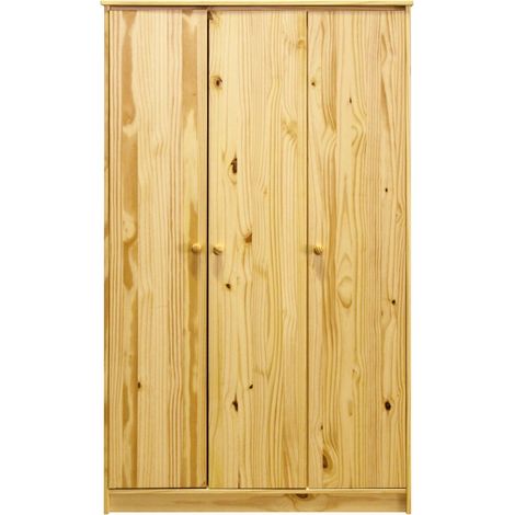 Armoire de Chambre 3 Portes en Pin Massif Laqué avec Penderie et 4 Étagères Modulables - PANGIVO (1/5)