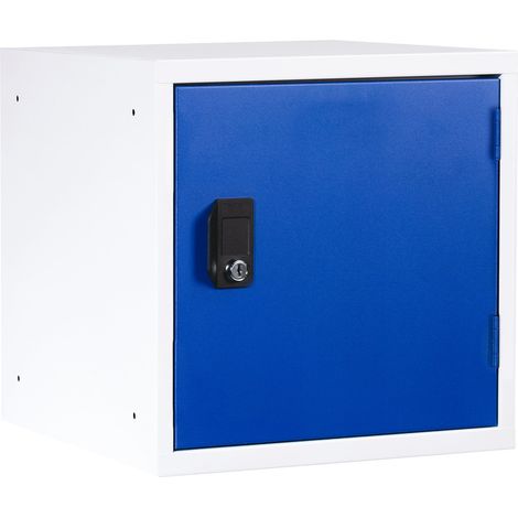STIER Schließfachwürfel, abschließbar mit Zylinderschloss, kombinierbar und stapelbar, für Umkleiden oder Wertsachen, Maße: HxBxT 30x30x30 cm Farbe: Blau (enzianblau) (1/4)