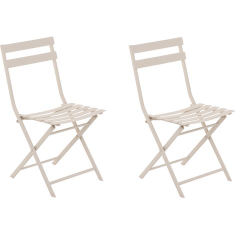 Hesperide – Lot de 2 chaises de jardin pliantes en acier époxy – Couleur argile – Dimensions 51x42x80cm – Hauteur d'assise 44cm (1/5)