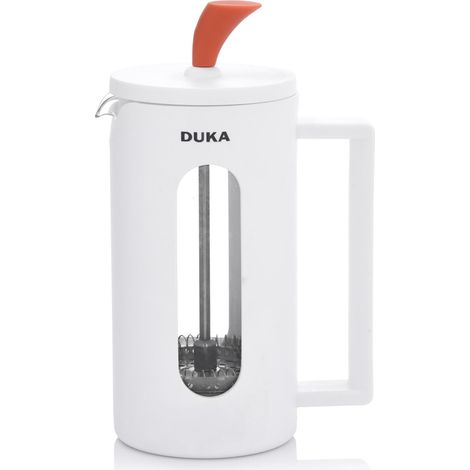 Cafetera de émbolo de 800 ml, color blanco y naranja, con pomo duka (1/3)