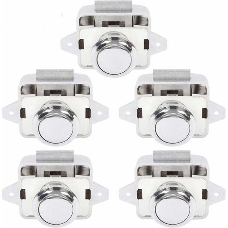 Bouton Poussoir Porte Placard RV Caravane Camping Car Serrure Loquet Fermeture Argent 5 Pièces (1/4)