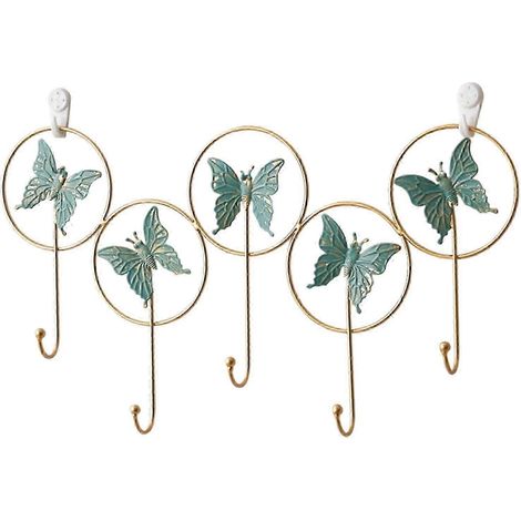 Wandgarderobe mit 5 Haken, dekorative skandinavische Wandhaken für Wohnzimmer, Schlafzimmer, Badezimmer und Küche-Butterfly (1/5)