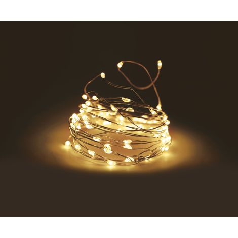 Draht Lichterkette 5 m mit 100 Micro LED - warm weiß - Leuchtdraht Weihnachtsdeko