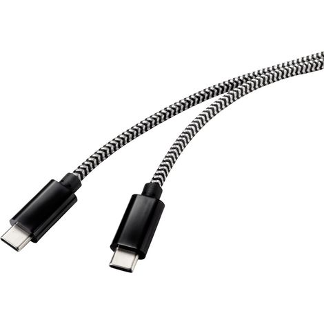 Renkforce USB-Kabel USB 2.0 USB-C® Stecker, USB-C® Stecker 3.00 m Schwarz/Weiß RF-4598412 (1/5)
