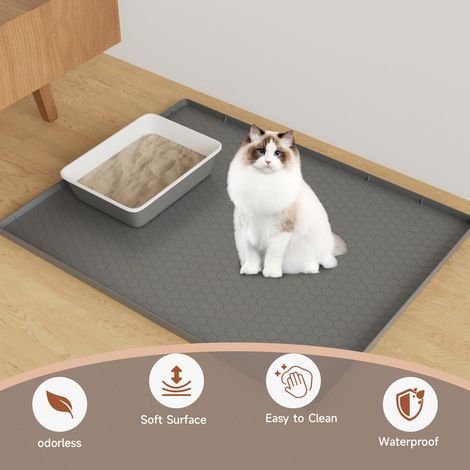Tapis de litière pour chat en silicone imperméable tapis bac à litière grande taille antidérapant et facile à nettoyer