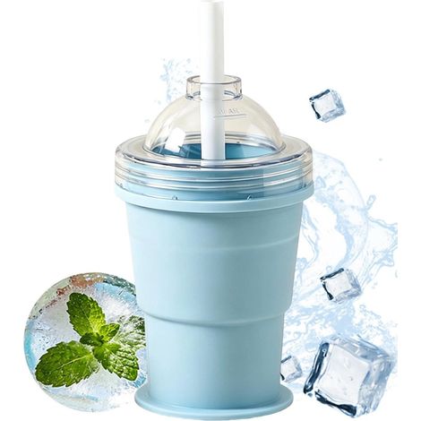 Gobelet à glace en silicone – Moule pliable 2 en 1,gobelet rafraîchisseur pour congélation,moule à boule de glace,accessoire de bar flexible,idéal pour refroidir et conserver la fraîcheur des boissons (1/5)