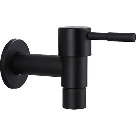BEBUSINGOTO Grifo de acero inoxidable negro para exterior, para jardín, montado en la pared, para baño, lavadora, bañera, inodoro, fregona, piscina (fregona de lavado)