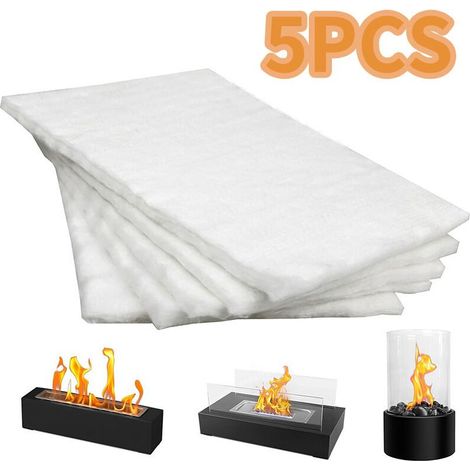 Lot de 5 mèches en laine céramique pour foyer de table, pour prolonger la durée de combustion, avec noyau en coton éponge pour foyer au bioéthanol (1/5)