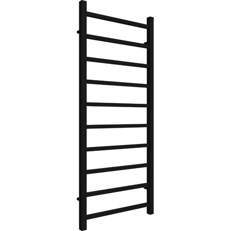 Reina Serena Square Tube Heated Towel Rail 1200mm H x 500mm W Black (1/3)