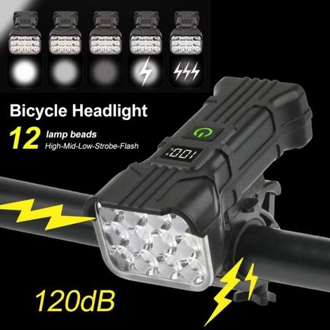 Wiederaufladbare Fahrradlampe, 12 LEDs – IP65 wasserdicht – 5 Modi (1/4)