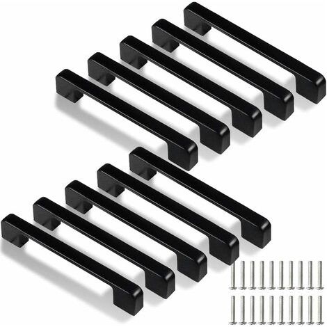 Maniglia da cucina da 128 mm, 10 pezzi Maniglie nere per mobili da cucina per porte, cassetti, armadietti (con viti)