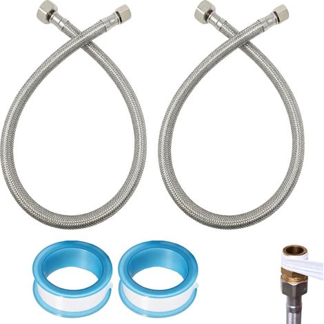 Tuyau Flexible 3/8 à 1/2 Pouce, Lot de 2 Raccords INOX 60 cm (1/5)