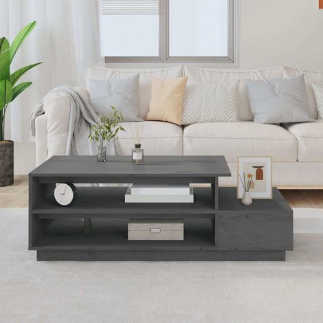 vidaXL Table basse Gris 120x50x40,5 cm Bois massif de pin (1/5)