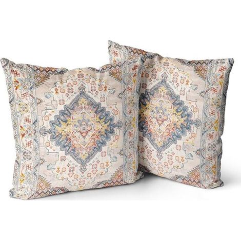 Ahlsen Bohemian-Blumen-Kissenbezug, 45,7 x 45,7 cm, 2 Stück, Bohemian-Vintage-Blumen-Kissenbezug, Samt, doppelseitig bedruckt, dekorativer Kissenbezug, Wohnzimmer, Schlafzimmer, Sofa, Heimdekoration (