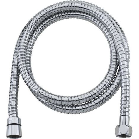 Flexible de douche Inox chromé double agrafage - 2,00m - Certifié NF - Garantie 10 ans (1/2)