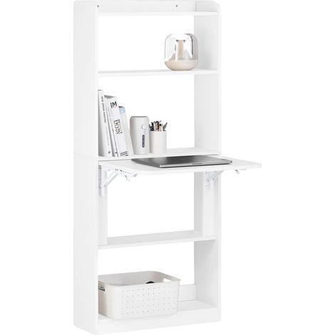Schreibtisch, klappbares Design, großzügiger Stauraum, WEISS (1/5)