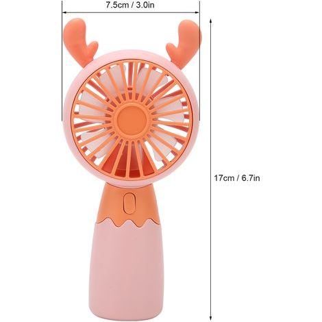 Mini USB rechargeable portable fan with deer ears, 300 mAh battery, ergonomic and portable design for home, travel and office, pink - AquaForge (1/5)