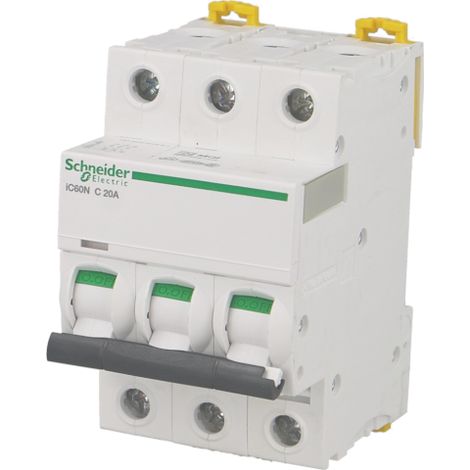 Disjoncteur modulaire tripolaire Schneider Acti9 iC60N 6A courbe C