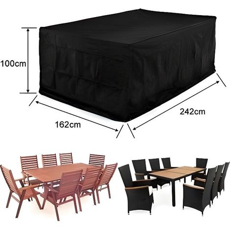 Housse de protection pour salon de jardin table - Marque - Modèle - 420D Oxford - Noir - Taille 242x162x100cm (1/4)