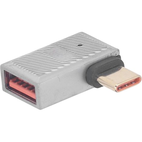 Adaptateur USB Femelle vers USB-C Mâle 10Gbps 120W, coudé latéral avec lumière, pour smartphones, ordinateurs portables et chargeurs (1/5)