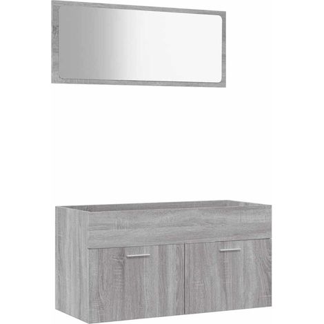 Ensemble de meubles de salle de bain 2 pcs Sonoma gris (1/5)