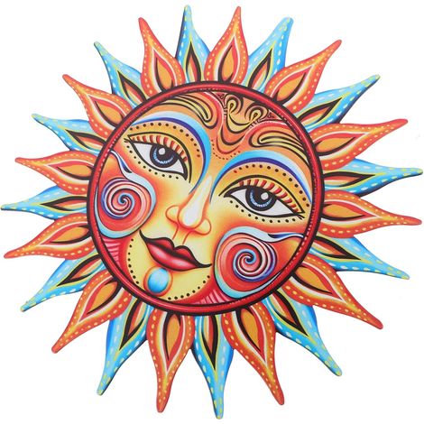 Metallene Sonnenwanddekoration aus Eisen Robuste et Kreative Wanddeko pour Außenbereich (1/5)