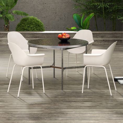 Set di 4 sedie da giardino, sedie da esterno, sedia da giardino, design moderno, 59 cm x 55 cm x 84 cm, grigio (1/5)