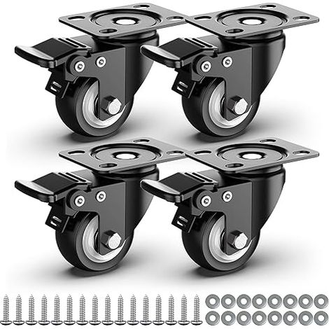 50 mm Swivel Castors for Furniture with Brakes – Up to 250 kg Set of 4 (1/5)