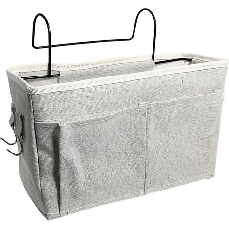 Pochette de lit 1 pièce Coton et lin Rangement suspendu Pour lits superposés et dortoirs Blanc 3 (1/5)