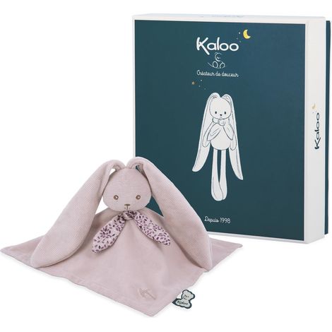 KALOO - Lapinoo - Doudou Coniglio Rosa - Peluche Neonato - Quadrato 30 x 30 cm - Due Materiali Morbidi Viscosa e Velluto a Coste - Cofanetto Regalo - dalla Nascita, K218002 (1/5)