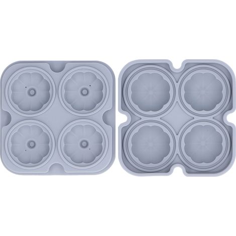 Moule à Boules de Glace Citrouille 3D en Silicone Alimentaire, 4 Cavités Démoulage Facile pour Whisky, Café, Thé et Cocktail, Gris (1/5)